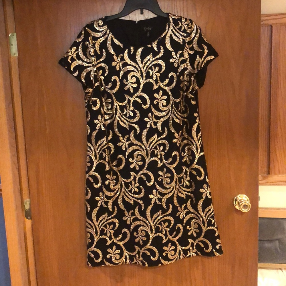 Black Dress with Gold sequins